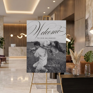Kalligrafie Huwelijks Welkomstbord Poster met Foto