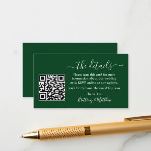 Kalligrafie Huwelijksdetails Website QR Groen Informatiekaartje