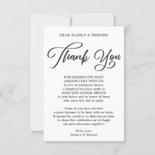 Kalligrafie in plaats van gunsten Dank u plaats ka Aankondiging