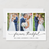 Kalligrafie Ink Pen Dankbaar 3 Foto Wedding Bedankkaart (Voorkant)