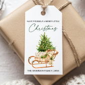 Kalligrafie Ink Script Waterverf Pines Sleigh Cadeaulabel