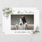 Kalligrafie Inkt Script Koppel groen bessen Feestdagenkaart (Voorkant / Achterkant)