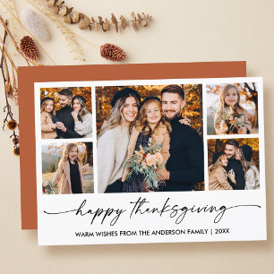 Kalligrafie Inkt Thanksgiving Terracotta 5 Foto Feestdagenkaart