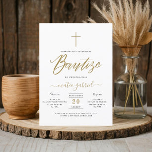 Kalligrafie Invitacion De Bautizo Para Niño Gold Kaart