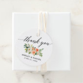 Kalligrafie koraal bloemig dank u bruiloft Rd Bedankjes Labels (In situ)