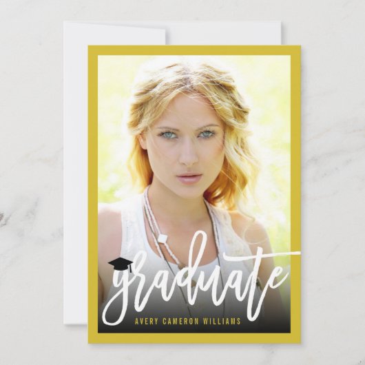 Kalligrafie Kwast Lettertype Foto Afstudeerfeest Kaart (Voorkant)