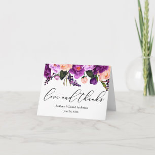 Kalligrafie Liefde Bedankt Paarse Bloemen Opmerkin
