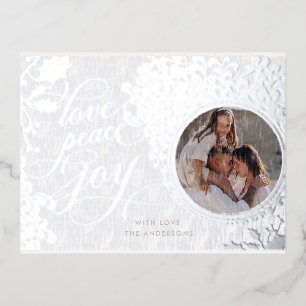 kalligrafie liefde, vreugde, vrede 1 foto folie feestdagen briefkaart