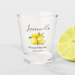 Kalligrafie Limoncello Waterverf Citroenen Bruilof Shot Glas