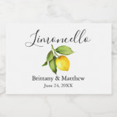 Kalligrafie Limoncello Waterverf Lemon Mini Sparkling Wijnetiket (Enkel label)