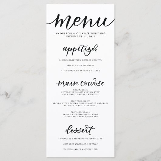 Kalligrafie Menu Kaart (Voorkant)