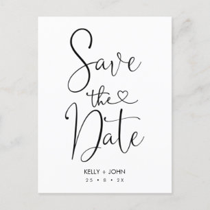 Kalligrafie met hart Save the Date Briefkaart
