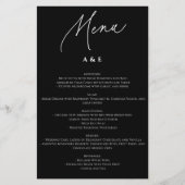 Kalligrafie Minimalistisch Bruiloft Menu Zwart (Voorkant)