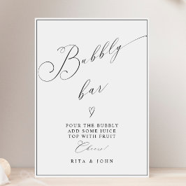 Kalligrafie Minimalistische Bubble Bar Trouwbord Poster