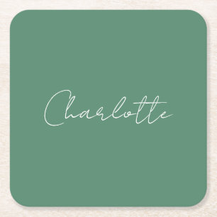 Kalligrafie minimalistische chique aangepaste pers vierkante kartonnen onderzetter