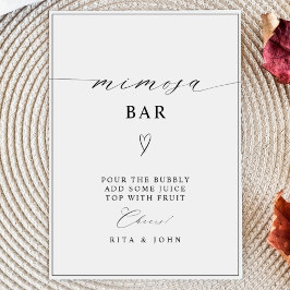 Kalligrafie Minimalistische Mimosa Bar Trouwbord Poster