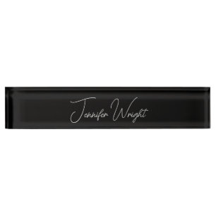 Kalligrafie minimalistische vlakte modern zwart naambordje
