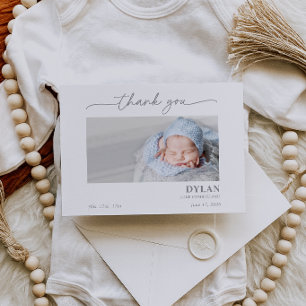 Kalligrafie Mininale Baby Foto Bedankkaart