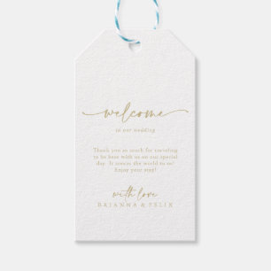 Kalligrafie Modern Elegant Goud Bruiloft Welkom Cadeaulabel