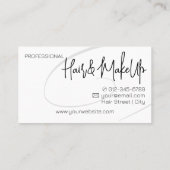 Kalligrafie Moderne Professionele Hair Salon Twirl Visitekaartje (Achterkant)