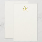 Kalligrafie Monogram Goud Kleur Eenvoudig Modern Briefpapier (Voorkant / Achterkant)