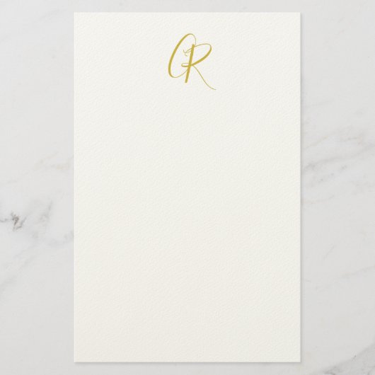 Kalligrafie Monogram Goud Kleur Eenvoudig Modern Briefpapier (Voorkant)