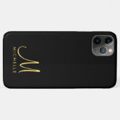 Kalligrafie Monogram Naam Sjabloon Zwart & Goud Case-Mate iPhone Case (Achterkant (horizontaal))