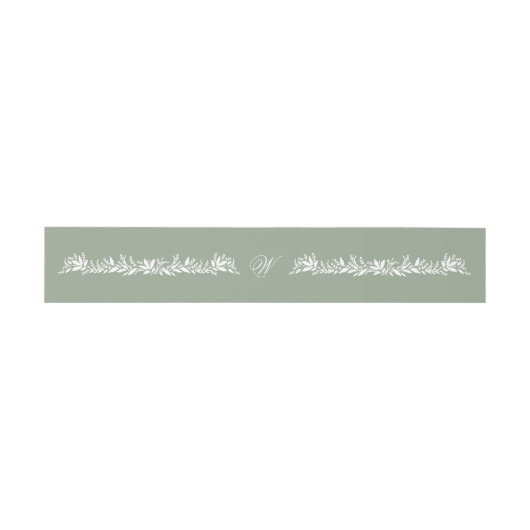 Kalligrafie Monogram Sage Groene Botanische Huweli Uitnodigingen Wikkel (Vlak)