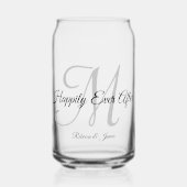 Kalligrafie monogram vrolijk ooit na feest blikvorm glas (Voorkant)