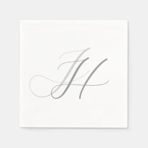 Kalligrafie Monogram Wit Grijs Plain Simple Servet