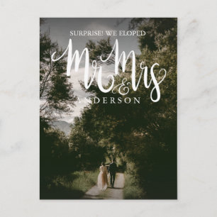 Kalligrafie Mr. Mrs Wedding Aankondiging Elopement Briefkaart