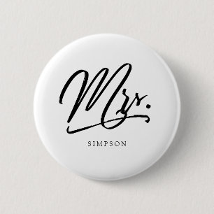 Kalligrafie Mrs elegant Ronde Button 5,7 Cm