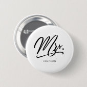 Kalligrafie Mrs elegant Ronde Button 5,7 Cm (Voorkant /achterkant)