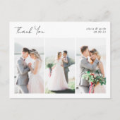 Kalligrafie Multi Photo Wedding Dank u Briefkaart (Voorkant)