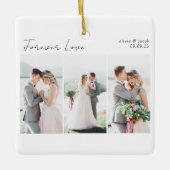 Kalligrafie Multi Photo Wedding Keramisch Ornament (Voorkant)