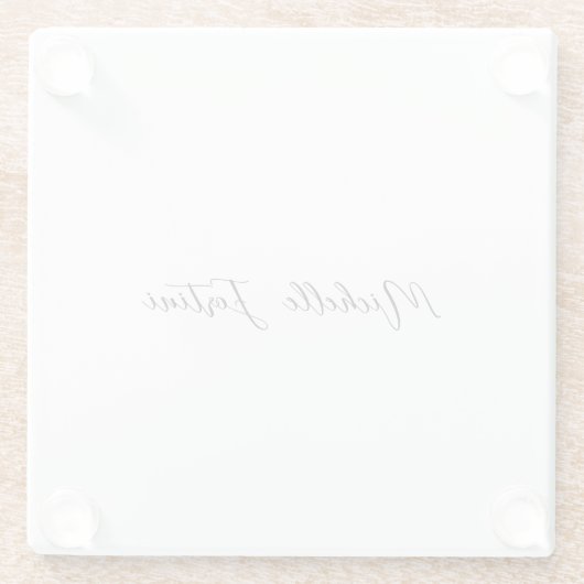 Kalligrafie Naam Elegant Plain Minimalist Glazen Onderzetter (Achterkant)