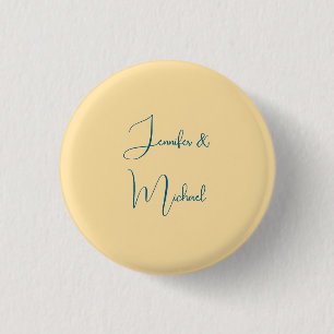 Kalligrafie Namen Elegant Eenvoudig Beige Kleur Ronde Button 3,2 Cm