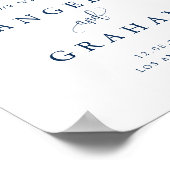 kalligrafie Navy Blue Wedding Welkom Poster (Hoek)