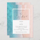 Kalligrafie Oceaan Diepblauwe Strand Bruiloft Kaart (Voorkant / Achterkant)