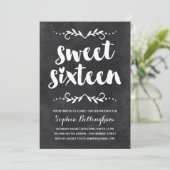 kalligrafie op schoolbord | Sweet Sixteen Birthday Kaart (Staand voorkant)