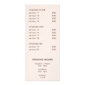 Kalligrafie Prijslijst Blush Pink Rack Kaart (Achterkant)