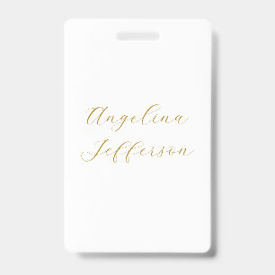 Kalligrafie Professioneel Elegant Gouden Kleur Badge