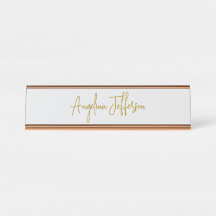 Kalligrafie Professioneel Elegant Gouden Kleur Bureau Naambordje