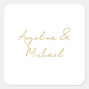 Kalligrafie Professioneel Elegant Gouden Kleur Vierkante Sticker