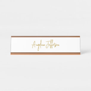 Kalligrafie Professionele Elegante Gouden Kleur Bureau Naambordje