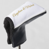 Kalligrafie Professionele Elegante Gouden Kleur Golfheadcover (3/4 voorkant)
