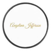 Kalligrafie Professionele Elegante Gouden Kleur Hockey Puck (Voorkant)