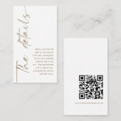 Kalligrafie QR-code Champagne Gold Weddenschap Det Informatiekaartje (Voorkant / Achterkant)
