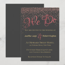 Kalligrafie Roos Gold Foil Wedding Invitation