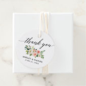 Kalligrafie Roze Wit Bloemen Dank u Bruiloft Rd Bedankjes Labels (In situ)